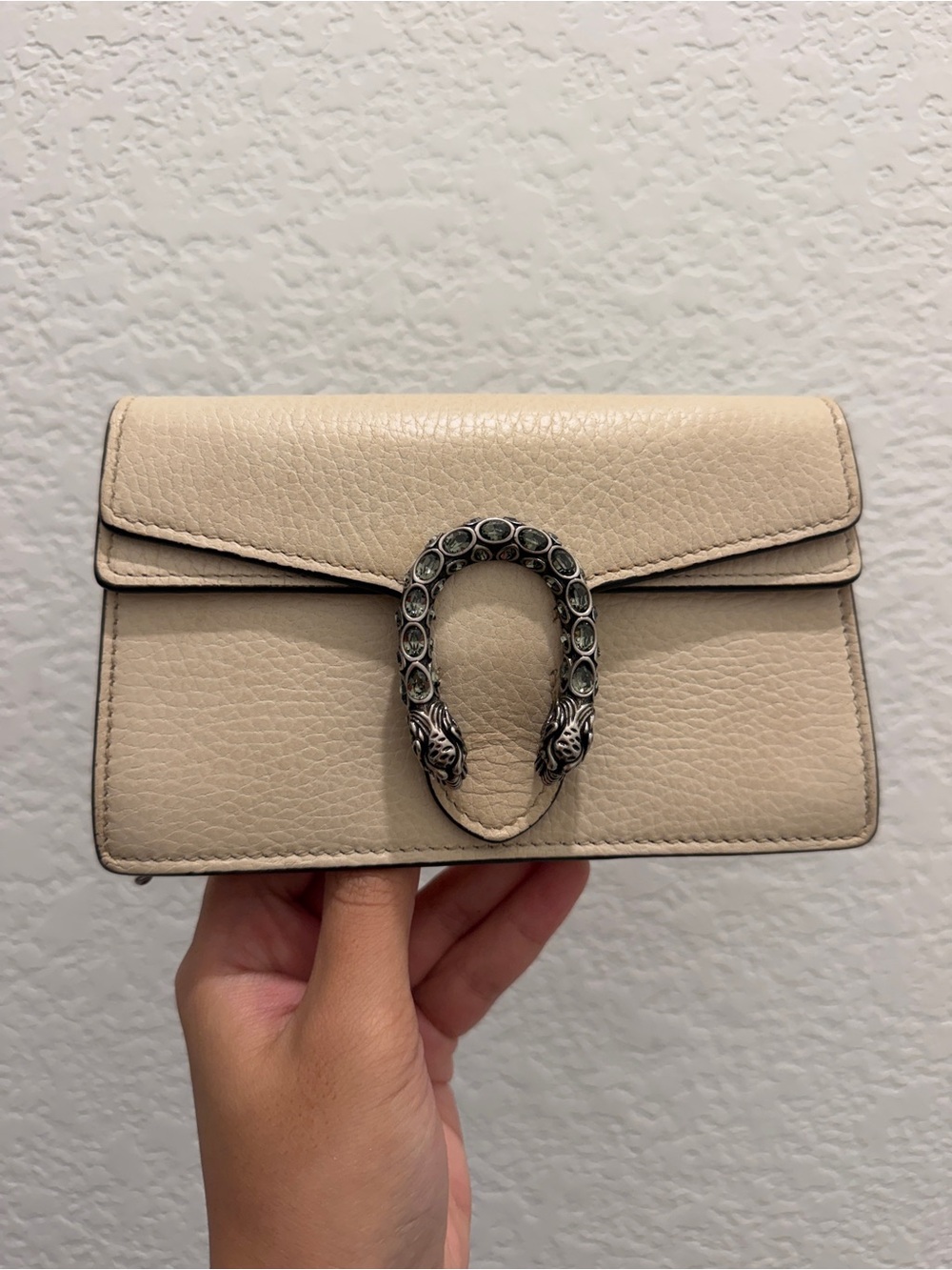 Gucci Dionysus Super Mini Beige Leather Chain Crossbody Bag